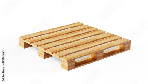 Stack of wooden pallets close-up 3d render