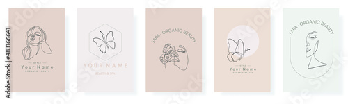 continuous line logo woman modern cosmetic beauty fashion vector illustration one line