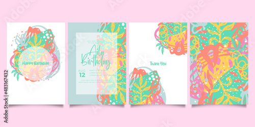 Set of abstract creative universal artistic templates.