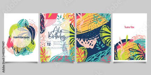 Set of abstract creative universal artistic templates. Good for poster, card, invitation, flyer, cover, banner, placard, brochure and other graphic design.