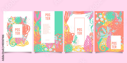 Set of abstract creative universal artistic templates. Good for poster, card, invitation, flyer, cover, banner, placard, brochure and other graphic design.