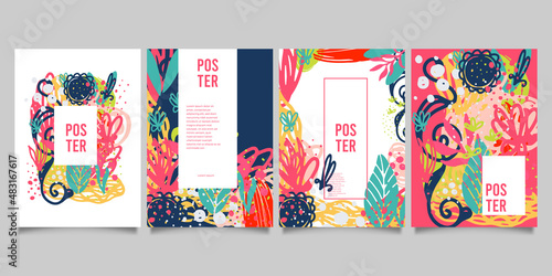 Set of abstract creative universal artistic templates. Good for poster, card, invitation, flyer, cover, banner, placard, brochure and other graphic design.