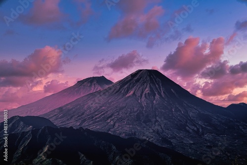 sunset over the twin mountains