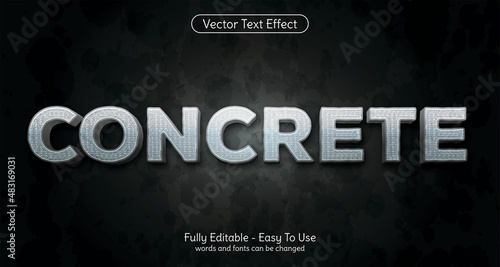 Three dimension text concrete editable style effect template