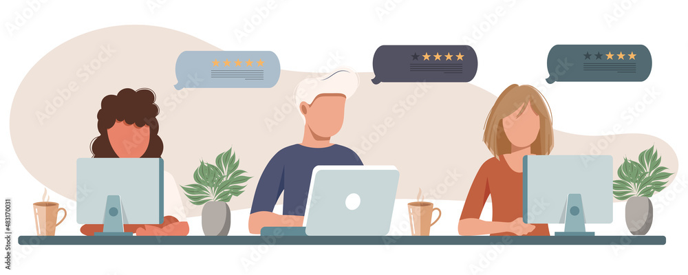 Customer satisfaction. Feedback. Rating on customer service illustration. Website rating feedback and review concept. Flat vector illustration
Customer satisfaction. Feedback. Rating on customer service illustration. Website rating feedback and review concept. Flat vector illustration