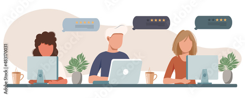 Customer satisfaction. Feedback. Rating on customer service illustration. Website rating feedback and review concept. Flat vector illustration	
