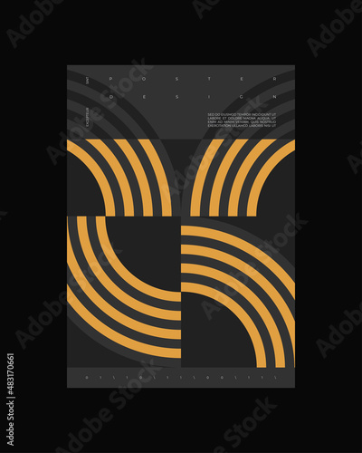 Abstract Poster Design. Vertical A4 format. Bauhaus brochure. Modernism aesthetics. Minimal illustration brutalism inspired.