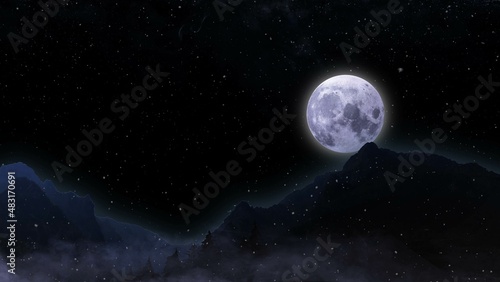 snow moon 3d illustration