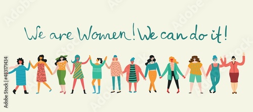 We can do it. Feminine concept and woman empowerment design for banners