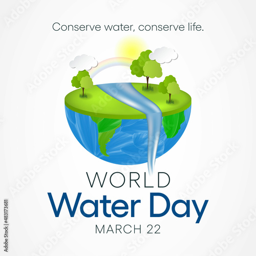 World Water day is observed every year on March 22, highlights the importance of freshwater. The day is used to advocate for the sustainable management of freshwater resources. Vector illustration.