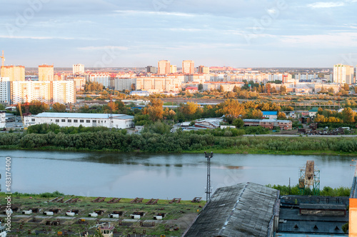 View of Lesobaz microdistrict in Tyumen, Russia © strekoza