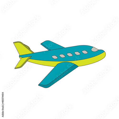 Cute jet plane drawing. Vector