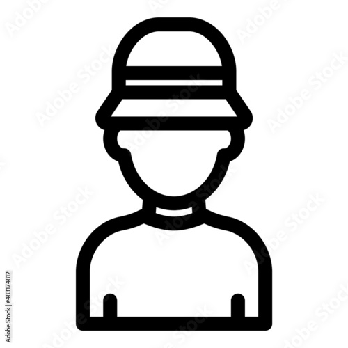 Man In Tourist Hat Flat Icon Isolated On White Background