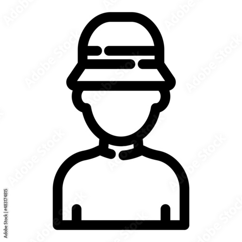 Man In Tourist Hat Flat Icon Isolated On White Background