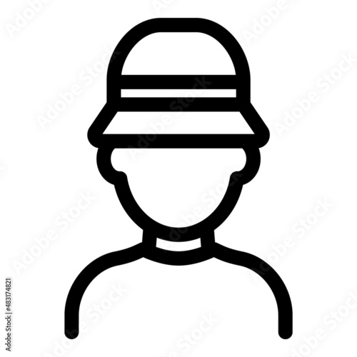 Man In Tourist Hat Flat Icon Isolated On White Background