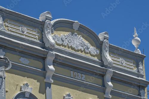 Close view of a traditional pediment in the village of Luz, Algarve, Portugal photo