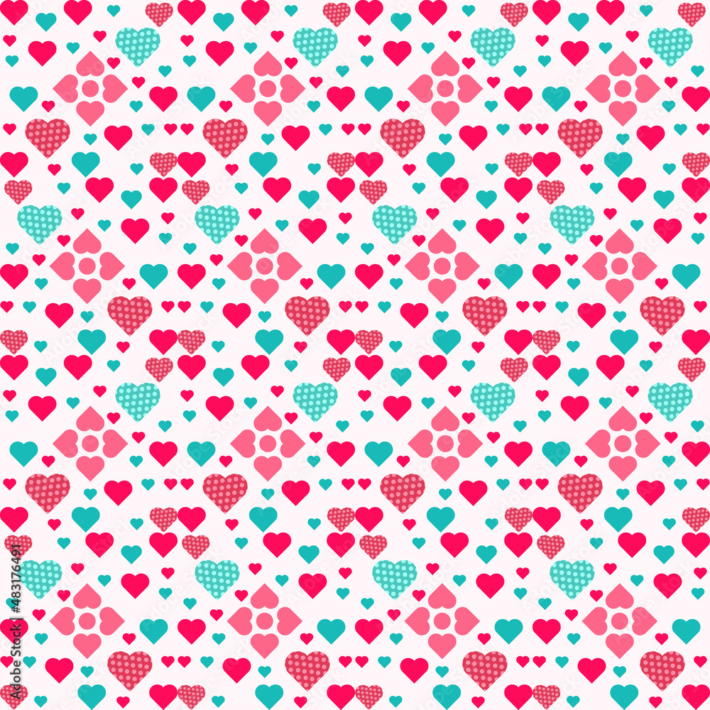 Plaid pattern seamless ornate. Set valentines day vector background. Fabric texture collection.Vector Valentine's Day Hearts Horizontal Seamless Pattern