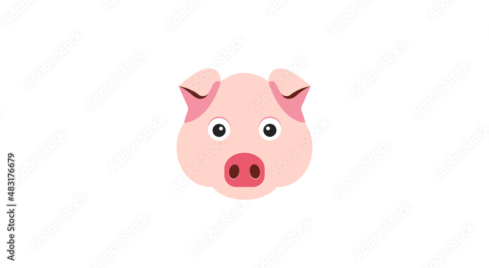 Pig head / face or pork bacon flat vector color icon for animal apps and websites Pig head / face or pork bacon flat vector color icon for animal apps and websites