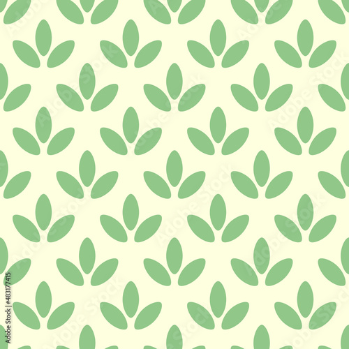 Seamless pattern with leaves. Abstract geometric pastel pattern with green leafs. Background with green plants.
