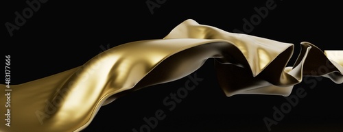 wave Gold silk draped fabric background. Smooth elegant gold satin
