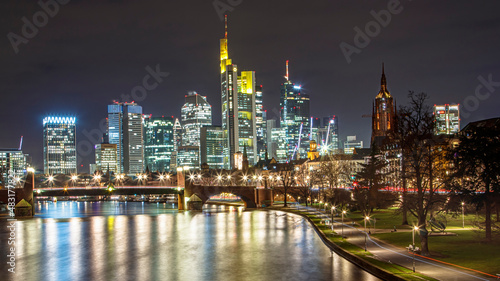 Night view of the city of Frankfurt am Main Germany