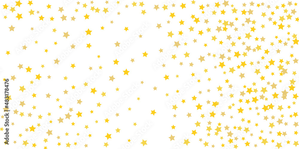 Star confetti. Golden casual confetti background. Bright design pattern. Vector template with gold stars. Suitable for your design, cards, invitations, gift, vip