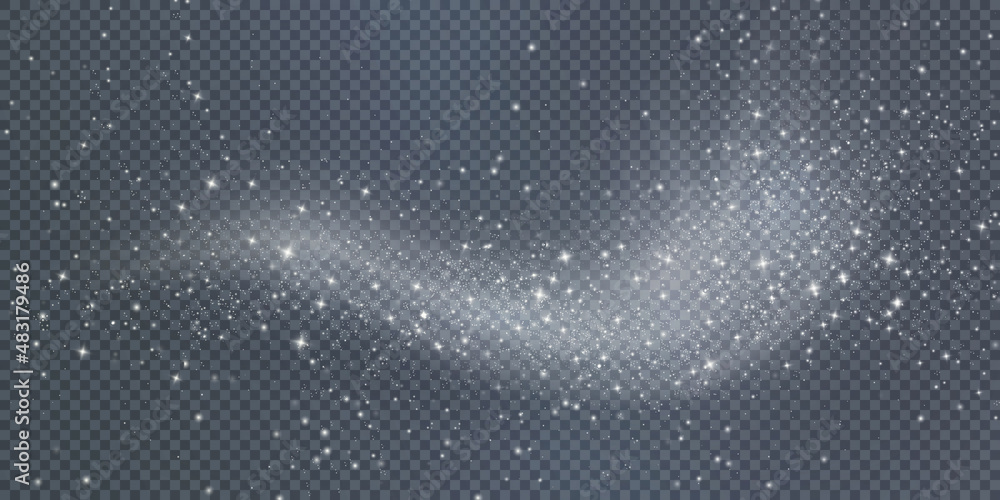 © Виктория Проскурина - Festive splash of white dust. A light cloud of shining smoke. White festive curve wind Png.Vector smoke explosion.