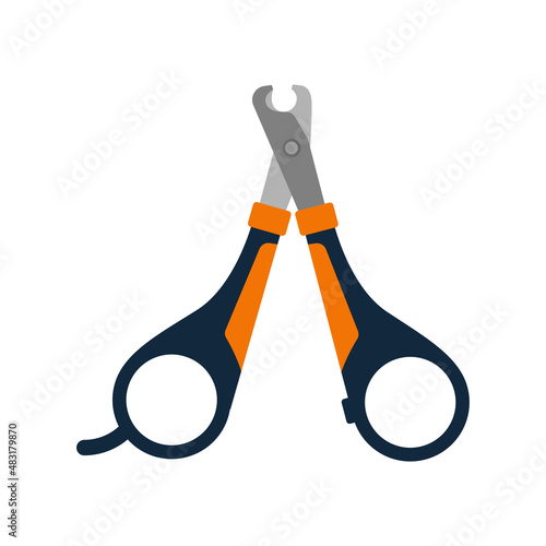 Cat nail clipper icon isolated on white. Hand drawn vector illustration. Flat color design.