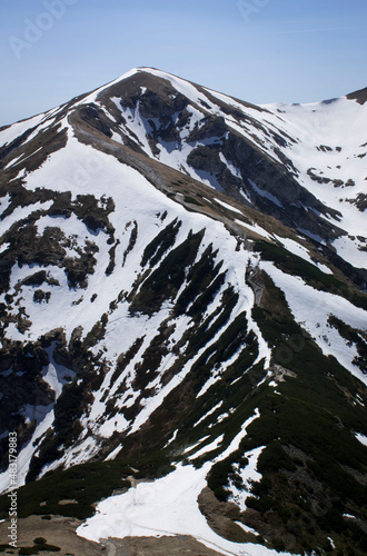 Snowy mountain ridge