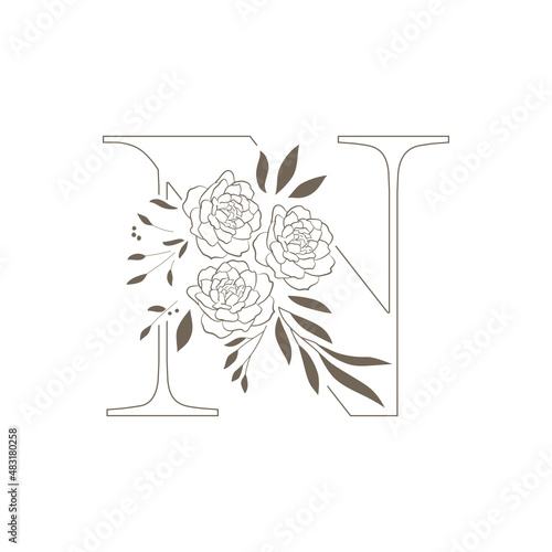 floral letter n