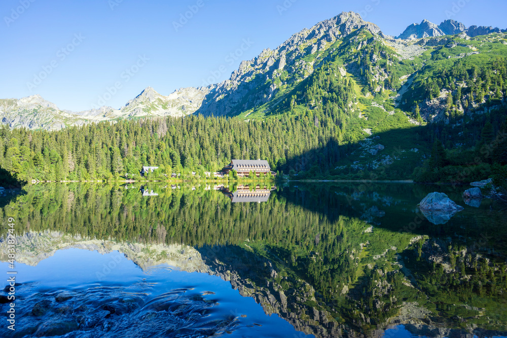Fototapeta premium Popradske pleso lake in the High Tatras in Slovakia.