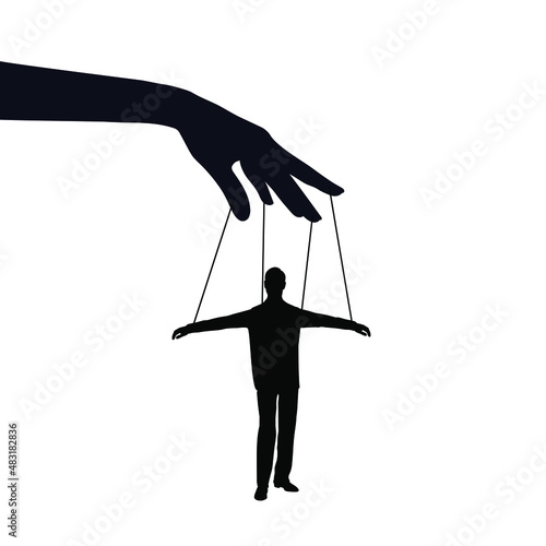 Hand puppeteer, manipulator. Stock vector illustration eps10. 