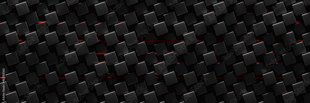 Background of cubes. Geometric structure. 3D visualization