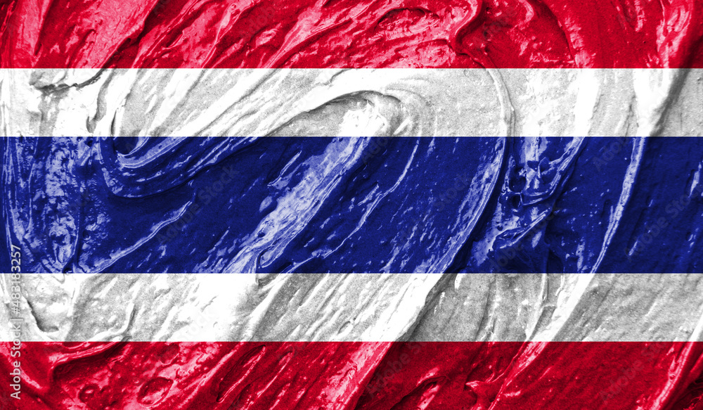 Thailand flag on watercolor texture. 3D image Thailand flag on watercolor texture. 3D image