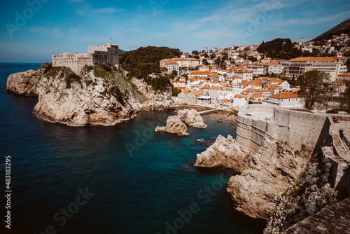 Landscape photography of the old city of Dubrovnik on a suny day. Travel photography