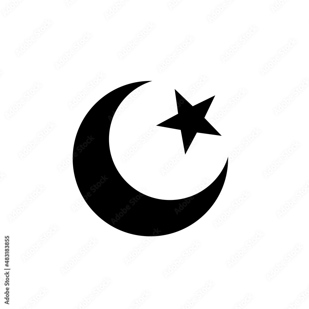 Star and crescent - symbol of Islam flat icon for apps and websites ...