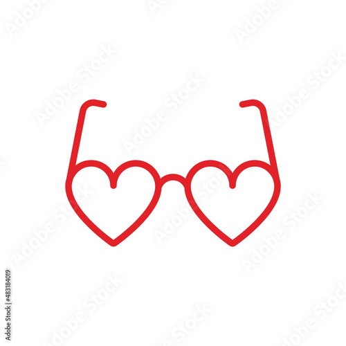 Heart Sunglasses Icon Silhouette, Flat Design.