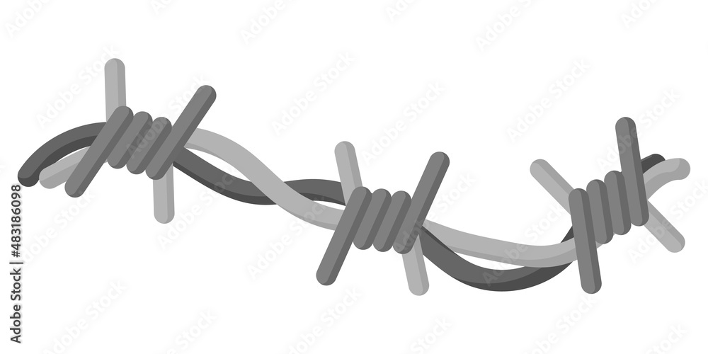 Fototapeta premium Metal barbed wire with sharp barbs for protective barrier, industrial and agricultural fencing.