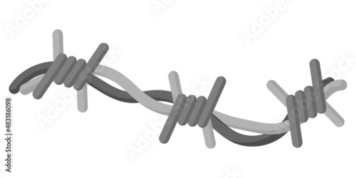Metal barbed wire with sharp barbs for protective barrier, industrial and agricultural fencing.