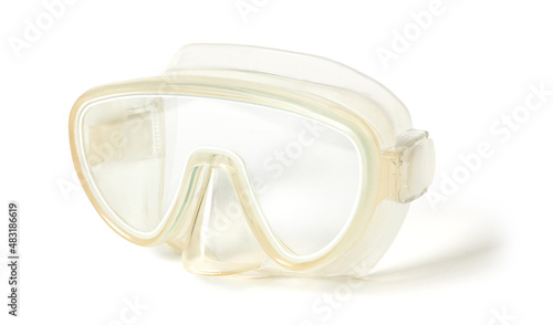Silicone mask for snorkeling or diving on a white background with clipping path. Equipment for outdoor activities