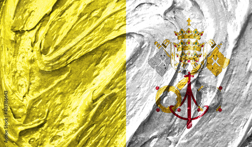 Vatican flag on watercolor texture. 3D image