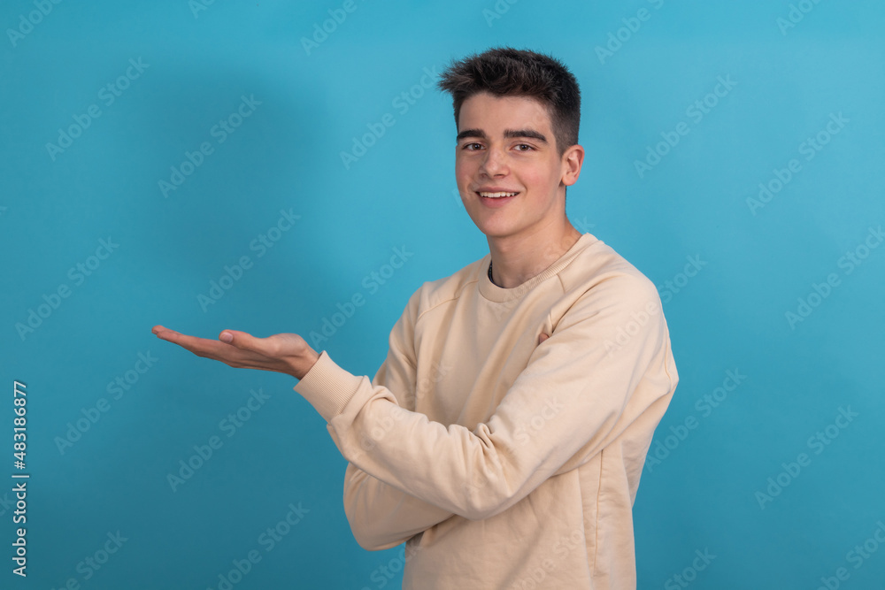 isolated teenager or student pointing isolated teenager or student pointing