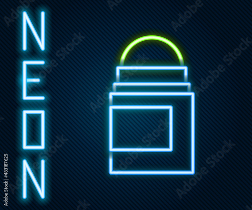 Glowing neon line Antiperspirant deodorant roll icon isolated on black background. Cosmetic for body hygiene. Colorful outline concept. Vector