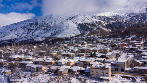 Aerial view of Snowy Bozdag. İzmir - Turkey