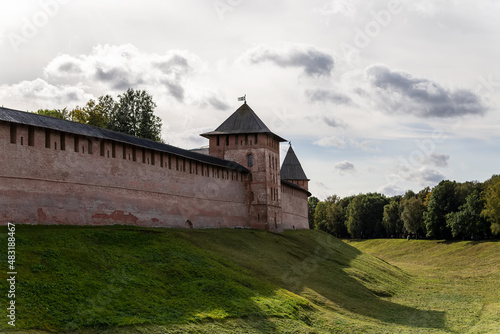 The fortress wall of the Kremlin in Veliky Novgorod