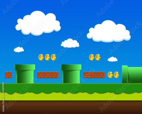 Flat Video Game Background Scene