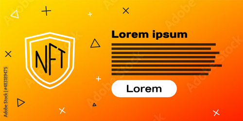 Line NFT shield icon isolated on yellow background. Non fungible token. Digital crypto art concept. Colorful outline concept. Vector