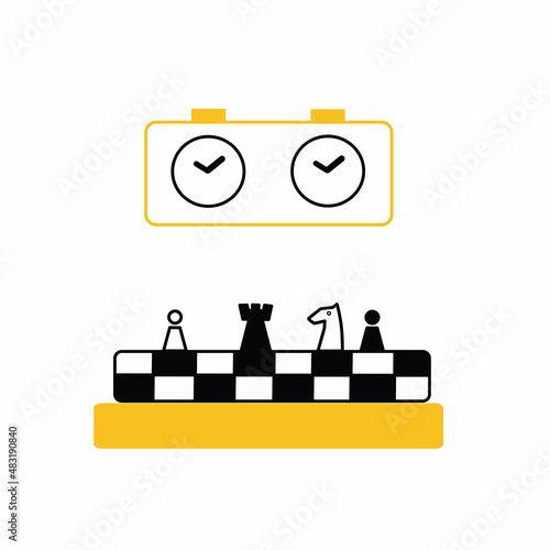 Vector illustration of flat chess board isolated on white background.