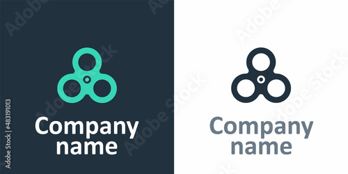 Logotype Fidget spinner icon isolated on white background. Stress relieving toy. Trendy hand spinner. Logo design template element. Vector