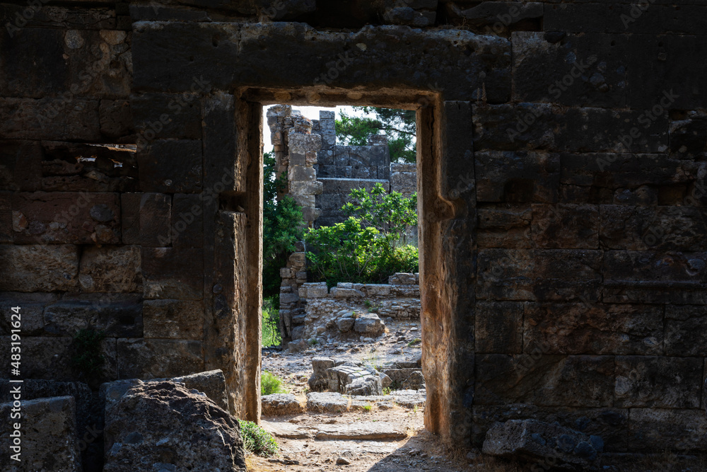 Ruins of Seleukeia (Pamphylia, Lyrbe) Ancient Greek city on the Mediterranean coast of Pamphylia. Side, Antalya, Turkey.